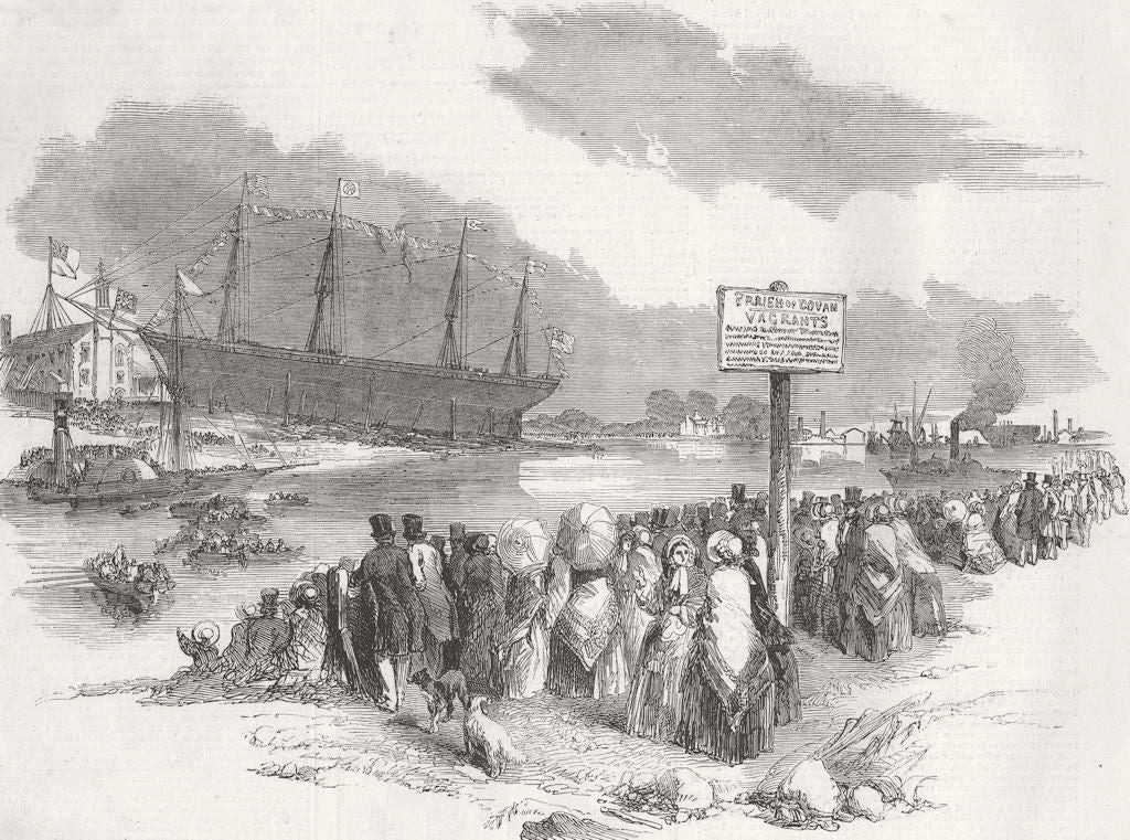 SCOTLAND. Launch. Glasgow Ship, Kelvin  1851 old antique vintage print picture